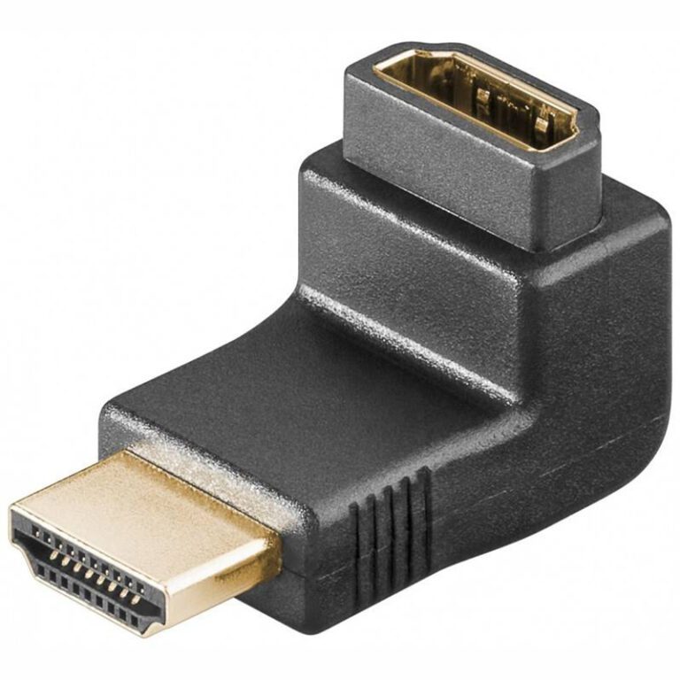 HDMI kutni adapter, HDMI žensko-HDMI muški, pozlaćeni, 90 stupnjeva