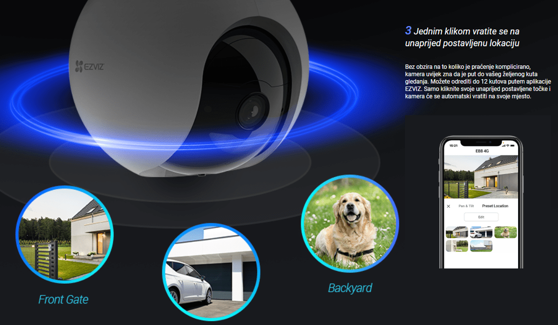 Ezviz EB8 2K Pan & Tilt 4G baterijska kamera (idealno za mjesta gdje nema struje i interneta) - Slika 5